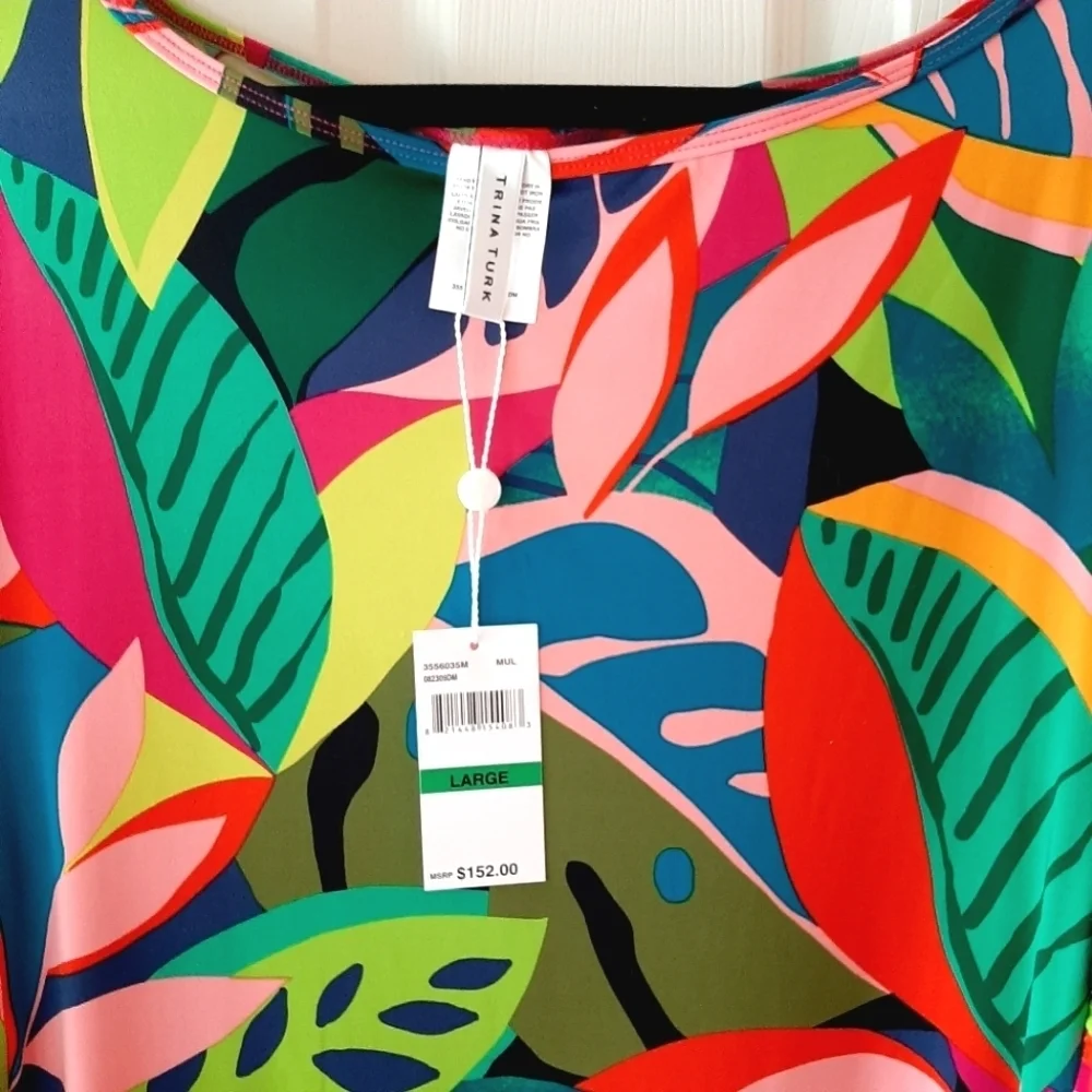 Trina Turk RAINFOREST Tunic Swim Cover up Dress - Sz. Medium NWT - Picture 8 of 8
